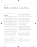 Croatia: Sports and Taxation - selected issues