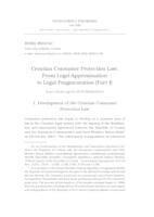 Croatian Consumer Protection Law: From Legal Approximation to Legal Fragmentation (Part I)