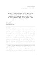 LARGE COMPANIES SAVING PEOPLE AND THE PLANET – REFLECTIONS ON THE PERSONAL SCOPE OF THE APPLICATION OF THE CORPORATE SUSTAINABILITY DUE DILIGENCE DIRECTIVE