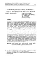 IMPACT OF COVID-19 PANDEMIC ON VIOLENCE AGAINST CLOSELY RELATED PERSONS IN CROATIA