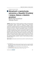 Aktualnosti u oporezivanju nekretnina u Republici Hrvatskoj i izmjene Zakona o lokalnim porezima