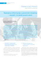 Razmjena informacija u poreznim stvarima – modeli i hrvatski pravni okvir