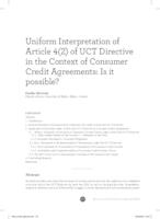 prikaz prve stranice dokumenta Uniform Interpretation of Article 4(2) of UCT Directive in the Context of Consumer Credit Agreements: Is it possible?