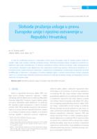 prikaz prve stranice dokumenta Sloboda pružanja usluga u pravu Europske unije i njezino ostvarenje u Republici Hrvatskoj