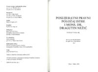 prikaz prve stranice dokumenta Poslijeratni pravni položaj Istre i mons. dr. Dragutin Nežić