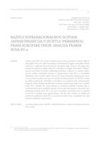 prikaz prve stranice dokumenta Razvoj supranacionalnog sustava javnih financija u svjetlu primarnog prava Europske unije: analiza prakse Suda EU-a