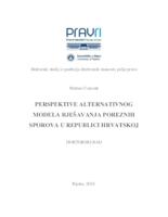 prikaz prve stranice dokumenta Perspektive alternativnog modela rješavanja poreznih sporova u Republici Hrvatskoj