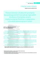 prikaz prve stranice dokumenta Porezni tretman strukturnih promjena kao prekograničnih transakcija trgovačkih društava u Europskoj uniji te implementacija Direktive o spajanjima u hrvatski poreznopravni sustav